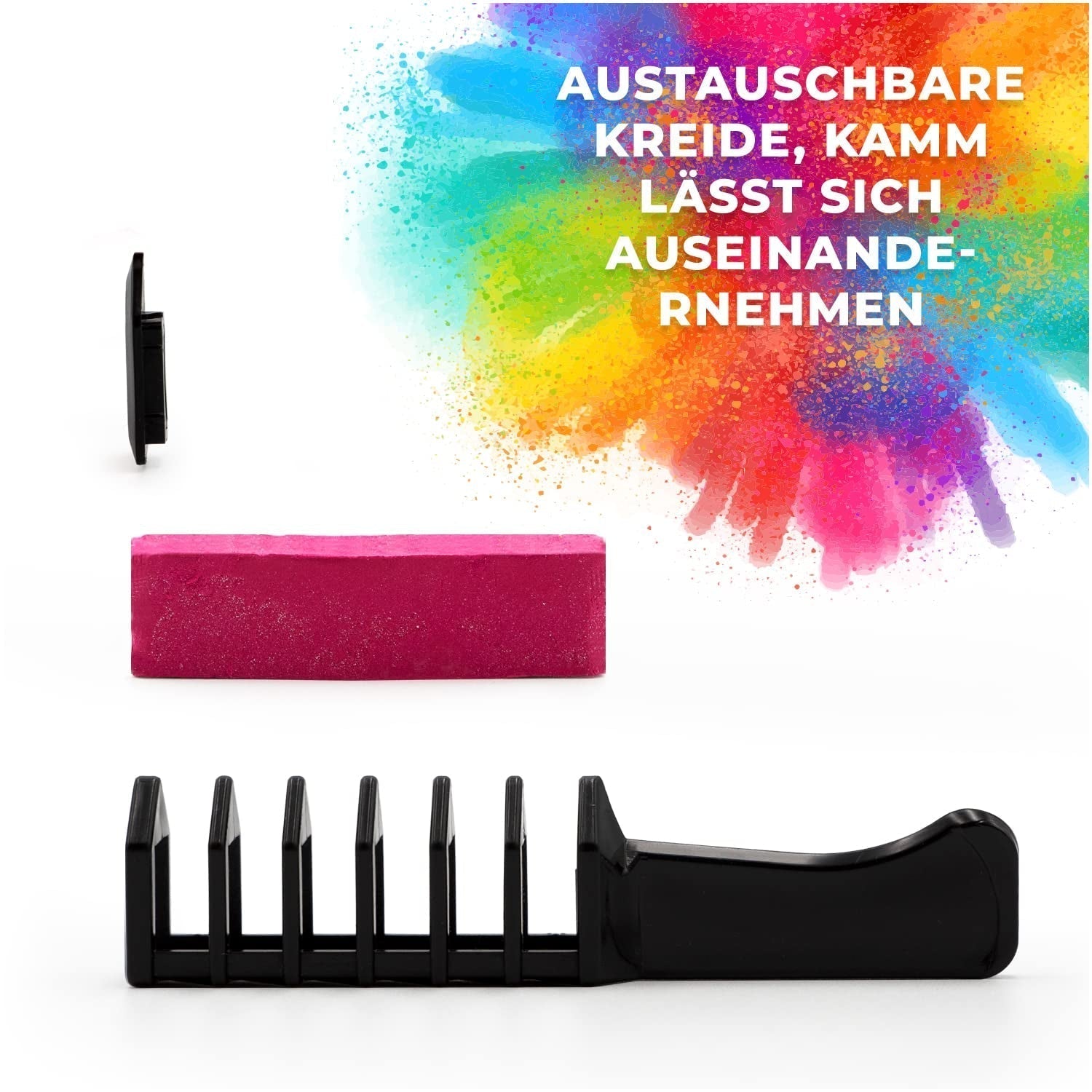 Magicat Haarkreide für Mädchen im Set I 10 auswaschbare Farben und 5 Haargummis I Geschenk für Mädchen von 4 bis 10 Jahren I Kreatives Geschenk für den Kindergeburtstag 2025 I Sichere und farbenfrohe Haarfarbe von Naty Shop