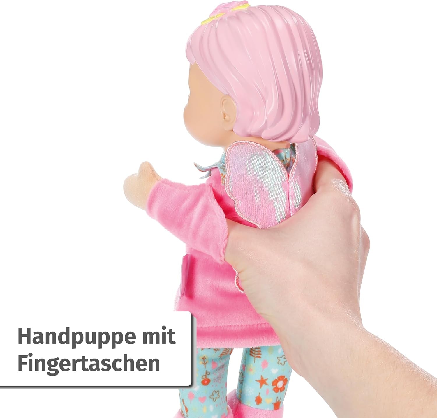 BABY born for Babies Fee Weichkörperpuppe mit Fingertaschen in den Armen 26cm hohe Handpuppe 834695 Zapf Creation