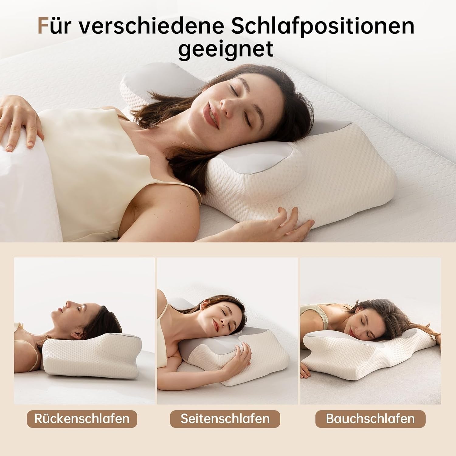 Homyrium Ergonomisches Nackenkissen Orthopädisches Kissen Memory Foam Nackenstützkissen Anti-Schnarch-Kissen Seitenschläfer Rücken Bauchkissen Grau Orthopädische Nackenkissen Naty Shop