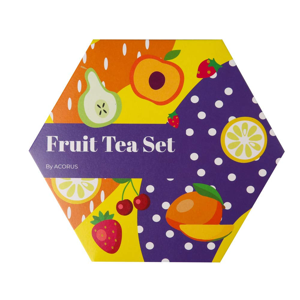 ACORUS | Luxuriöses Früchtetee-Set | Geschenkset mit natürlichen Tees in 6 Geschmacksrichtungen | Kräutertees, Früchtetees | Auswahl an Tees | Teebox mit 60 Teebeuteln