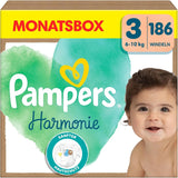 Pampers Harmony Windeln Größe 1, 180 Windeln, 2kg-5kg, sanfter Hautschutz mit 100% Pampers-Schutz