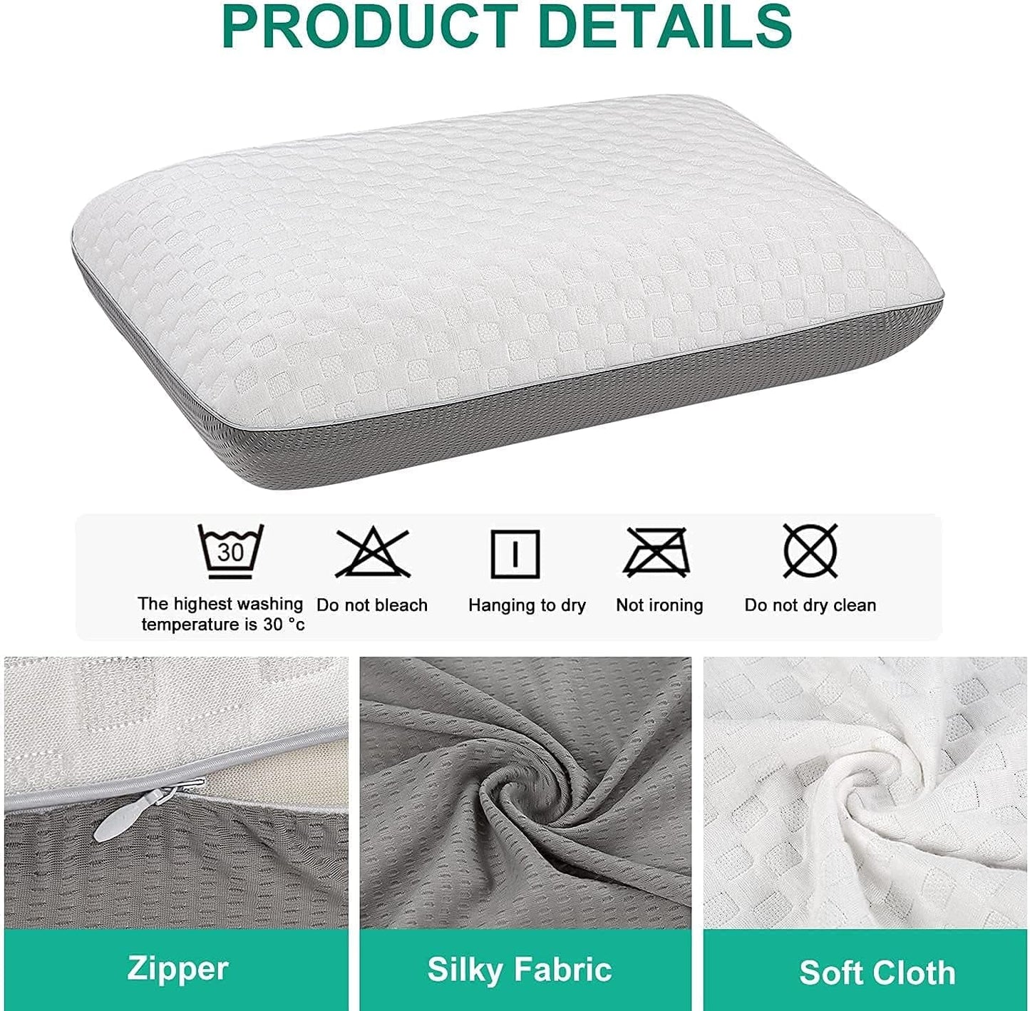 Fityou Memory-Schaum-Kissen, Nackenstützkissen, ergonomisches Schlafkissen, Kühlkissen, doppelseitiges Design, waschbarer Kissenbezug (67,5 x 40 x 13 cm), orthopädische Nackenkissen, Naty Shop