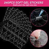 Alyvisun Ballett-Nagelspitzen, 500 Stück, vollständig abdeckende Acryl-Nagelspitzen mit 240 Stück Nagelaufkleber-Set, 10 Größen, transparente Gel-Nagelspitzen, weiche Gel-Nagelspitzen, Ballerina-Nagelspitzen