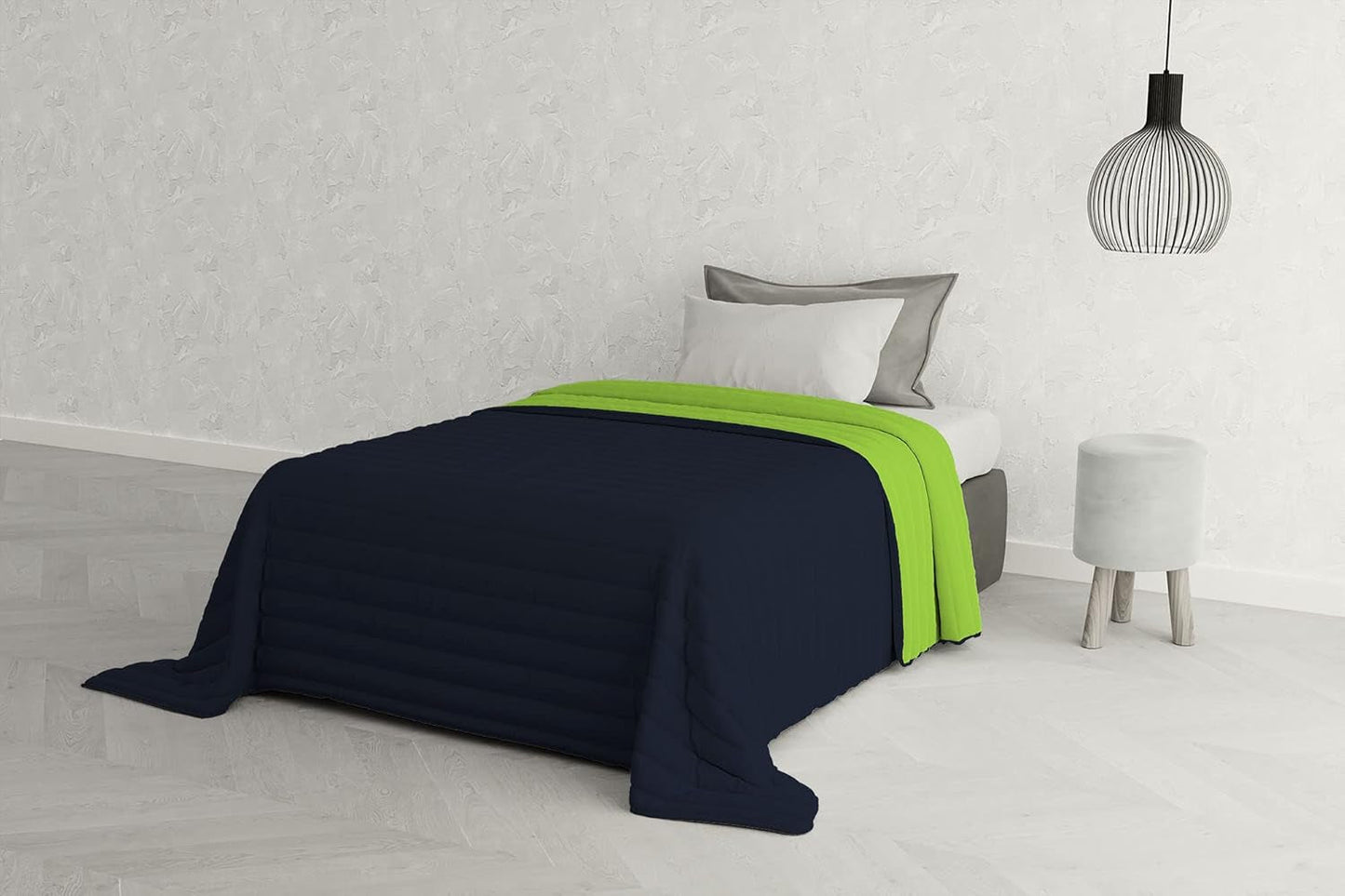Italienische Bettwäsche Estivo Einzelbett, Leinen, Aqua, 170 x 270 cm Bettdecken und Steppdecken Naty Shop Grün, Blau 170 x 270 cm