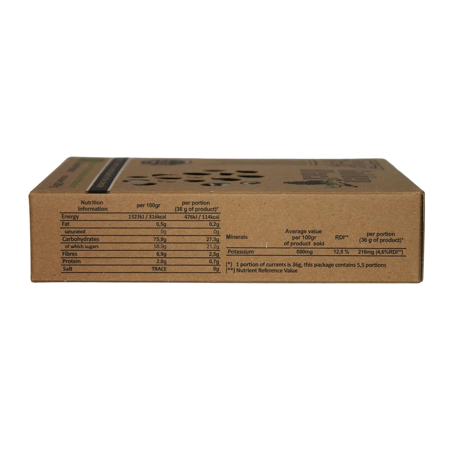 Bio-griechische schwarze Rosinen – Johannisbeeren, Packung mit 3 x 200 Gramm. Dehydrierte Produkte Naty Shop