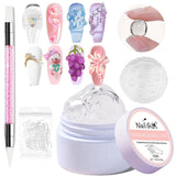 NAILGIL Fester Gel-Nagellack, Fester Gel-Nagelkleber, 3D-Nagelkunst-Skulptur mit Werkzeugset, DIY Home Salon, Transparent 15G