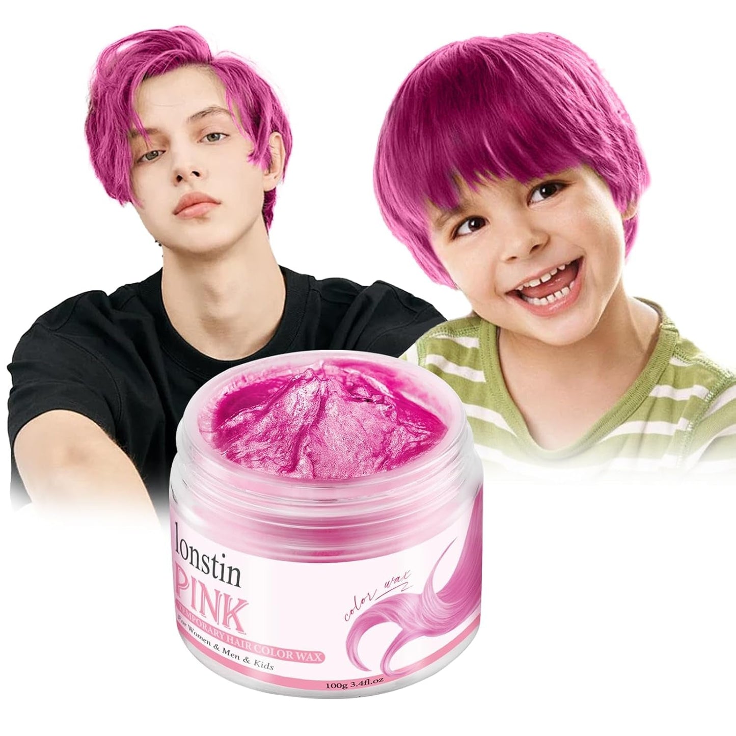Waschbare rosa temporäre Haarfarbe Temporäres Haarwachs natürliche Frisurfarbe Pomade waschbare Haarfarbe für Männer Frauen Party Cosplay Halloween Weihnachten Haarfarbe Naty Shop Standardtitel