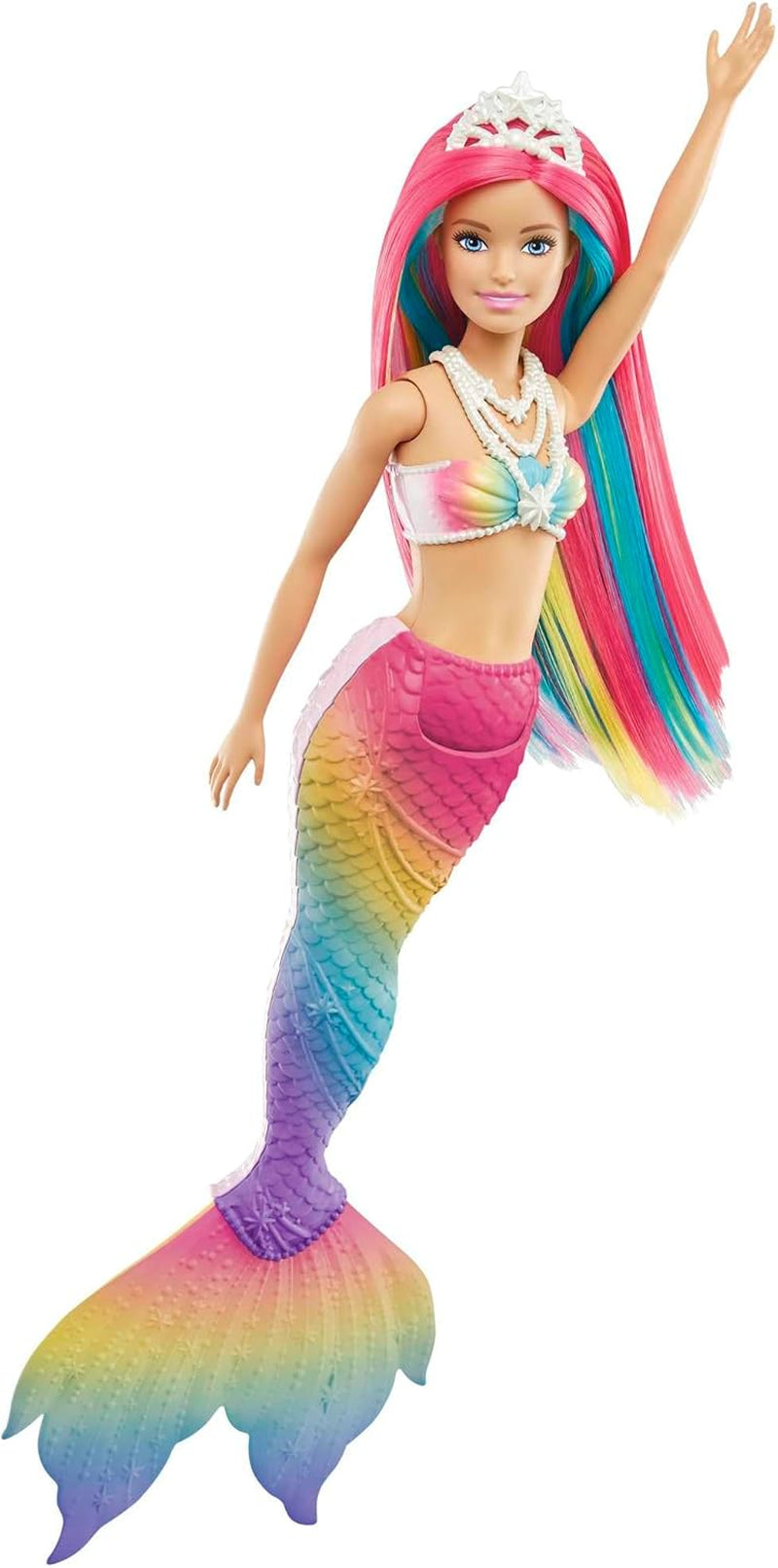Barbie Dreamtopia Rainbow Magic Mermaid, Barbie Meerjungfrau mit Regenbogenhaar, durch Wasser aktivierte Farbwechselpuppe, 3 Jahre altes Spielzeug, Mädchengeschenk, GTF89 Naty Shop Dolls