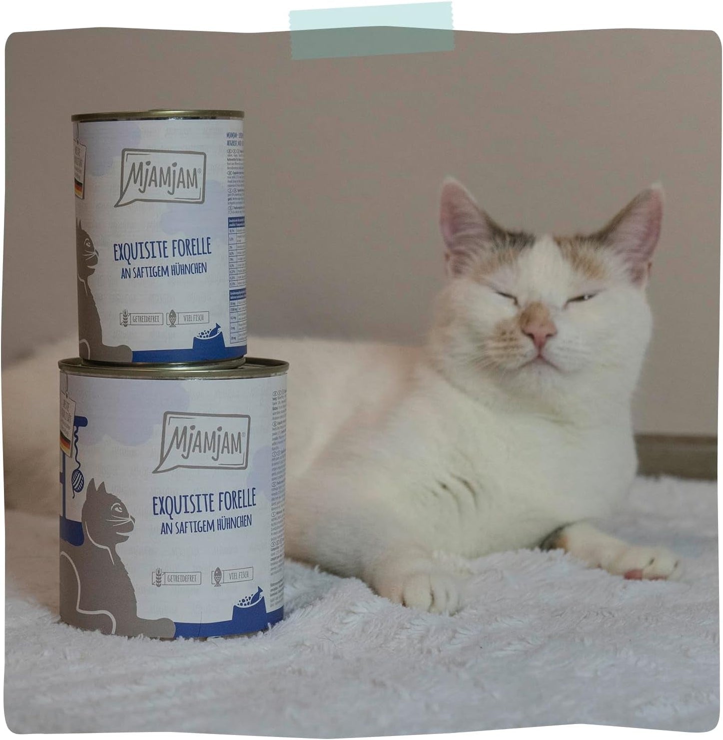 MjAMjAM – Premium Nassfutter für Katzen – Verfeinerte Forelle mit saftigem Huhn, 6er-Pack (6 x 400 g), getreidefrei