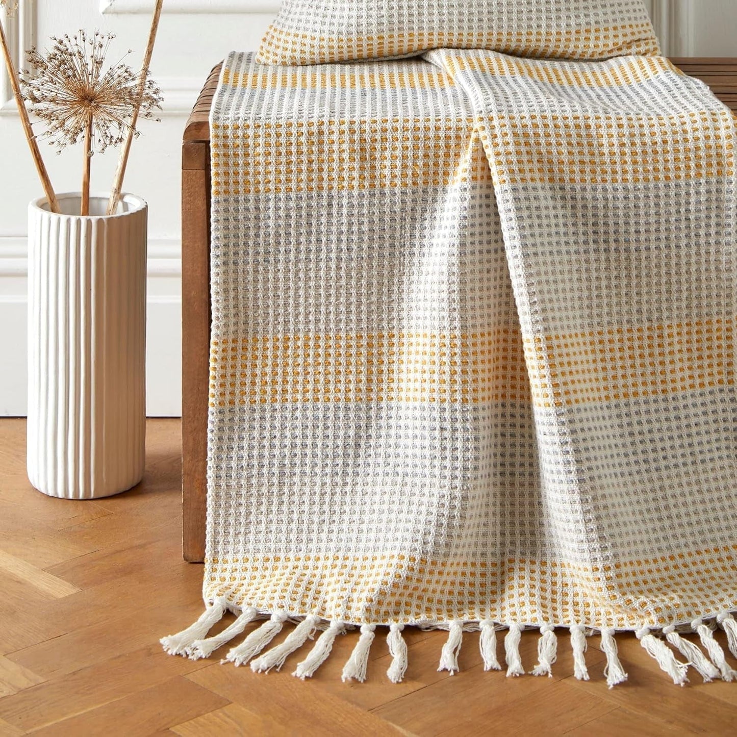 Loft Reva Tagesdecke, 100 % recycelte Baumwolle, 130 x 180 cm, Paprika Betten und Decken Appletree Ocker 130 cm x 180 cm