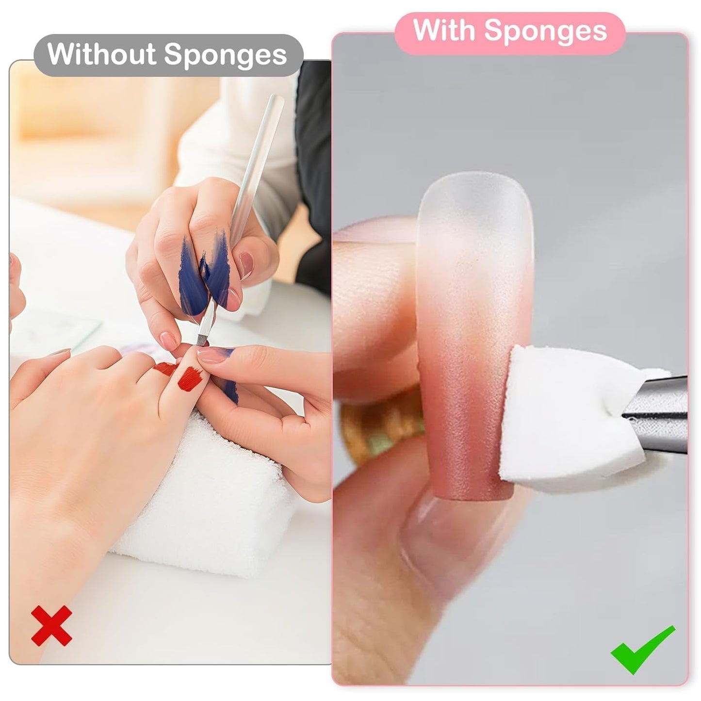 100 Stück Latexfrei Nailart Schwämme, Ombre Nagelschwammpinsel, Nagelschwamm Mit Metallgreifer 100 Blatt Nailart-Mischpapier Ausstellungsbox, Maniküre Schwamm Applikator Für Farbverlauf Nailart