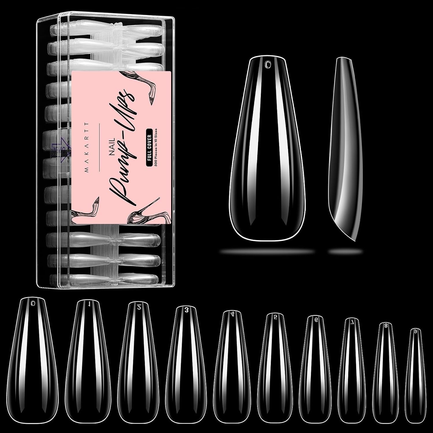 Makartt Acryl-Nagelhalter, magnetischer Nagelhalter, Nagelhalter, transparenter rosa Nagelhalter mit 48 Stück Klebemasse