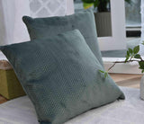 Vorhang-Kastenkissen, dekoratives Kissen, LxB 45 x 45 cm, grüner Jacquard „Greta“ mit Fischgrätenmuster, pflegeleicht, Reißverschluss, weiche Füllung, 320 g, verschiedene Farben, 2023510, Reisekissen, Naty Shop