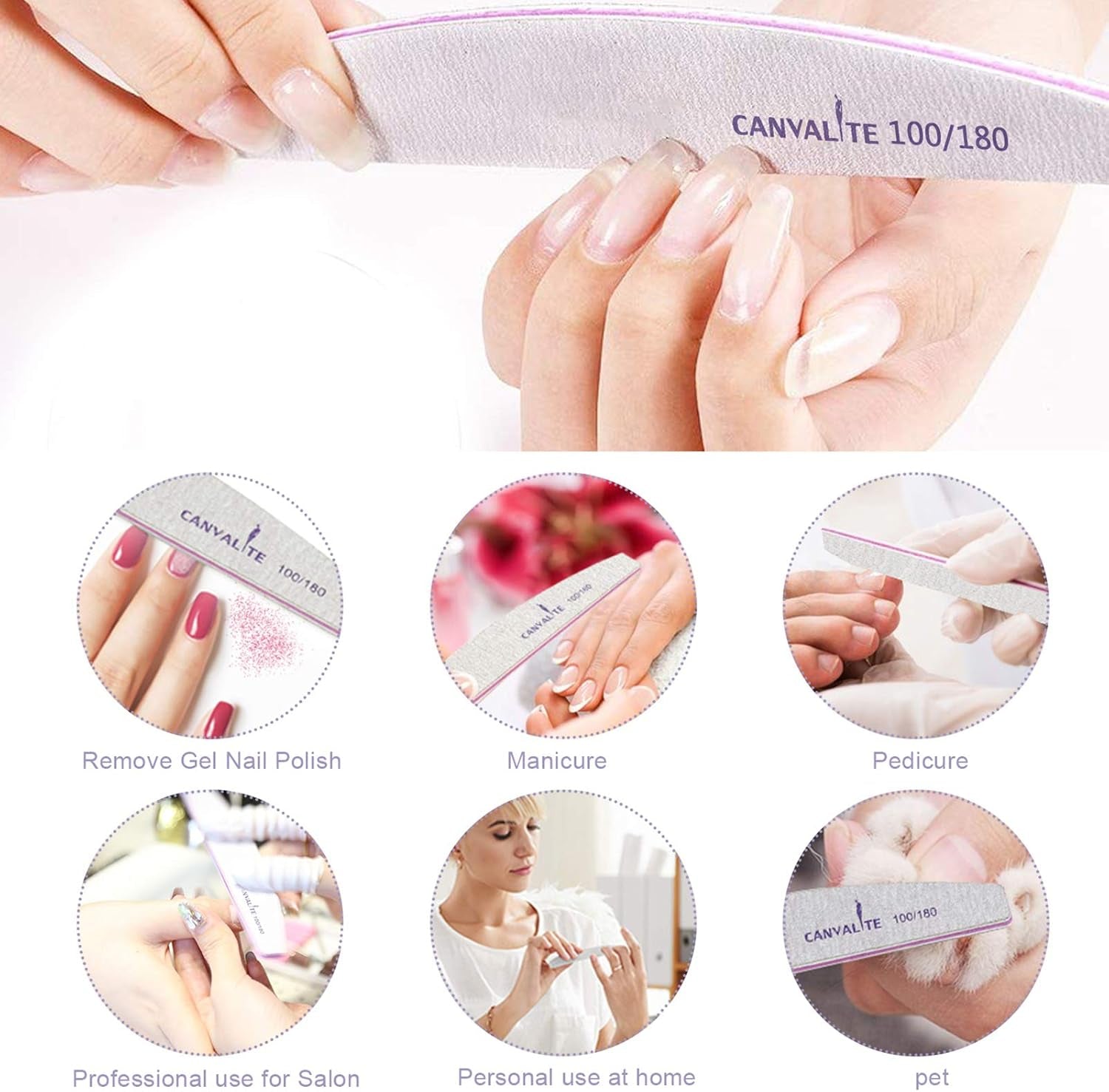 10 Stück Professionale Nagelfeilen Doppelseitig (100/180 Körnung) Nagelwerkzeug, Haustierpflege Für Zuhause Und Salon Verwendbar