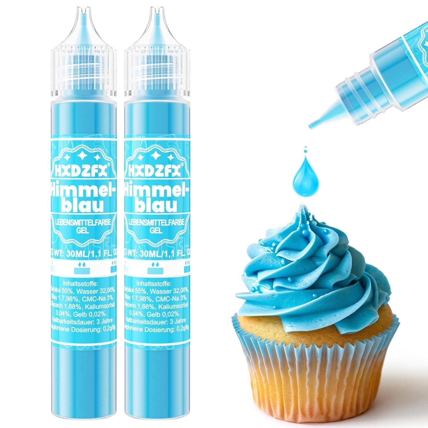 Gel-Lebensmittelfarbe – HXDZFX 2×30 ml, zuckerfreie Lebensmittelfarbe, hochkonzentriert, zum Dekorieren von Kuchen, weißem Fondant, Makronen, Keksen, Backen, Ostereiern, Schleim (Traubenviolett)