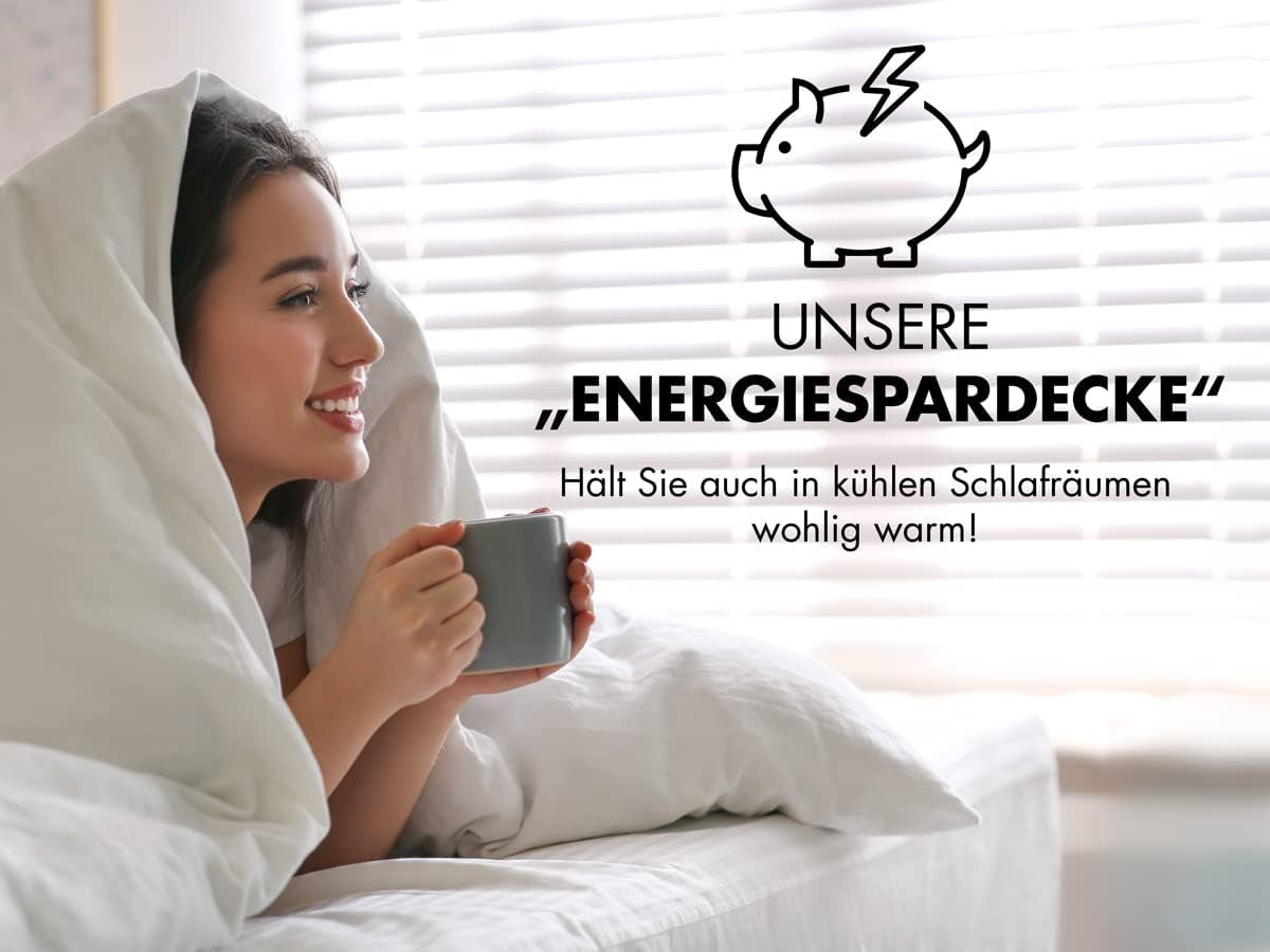 Traumnacht Energiespardecke - Extra warme Winterdecke mit einem Füllgewicht von 1.685 g, 100 % Mikrofaser, waschbar bei 60 Grad, 135X200 cm, Öko-Tex zertifiziert, produziert nach dem deutschen Qualitätsstandard Tagesdecken und Steppdecken Naty Shop