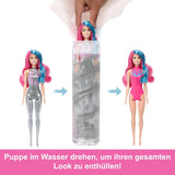 Barbie Color Reveal Modepuppe und Zubehör mit 6 Überraschungen, Disco Star-Serie mit metallischem Glitzer und farbwechselndem Oberteil (Stile können variieren), JCP01 Naty Shop-Puppen