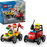 LEGO City Pizza Lieferwagen Vs. Pizzawagen – Seifenkistenspielzeug für Mädchen und Jungen ab 5 Jahren – Bauset mit 2 Fahrer-Minifiguren – Geburtstags- und Weihnachtsgeschenk 60458 Bausätze Besuche den LEGO-Store Standardtitel