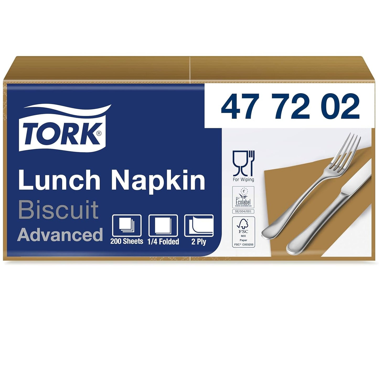 Tork 477840 Limetten-Lunchservietten / 2-lagige Servietten für kleine Mahlzeiten oder Snacks / Erweiterte Qualität / 10 x 200 (2000) Papierservietten / 32,6 x 33 cm (L x B) / 1/4-Faltung
