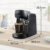 Bosch Tassimo finesse TAS162E Kapsel-Espressomaschine, 70 Getränke, intensiverer Kaffee auf Knopfdruck, automatische Abschaltung, nachhaltig, perfekte Dosierung, 1400 W, schwarz/schwarz