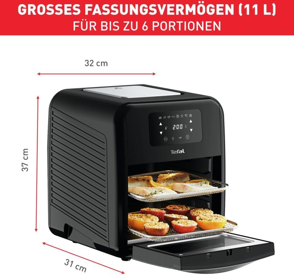 Tefal Easy Fry Oven & Grill 9-in-1-Heißluftfritteuse, 11 l Für 6 Portionen, 7 Zubehörteile, 8 Programme, Rezepte online Haushaltsgeräte Naty Shop