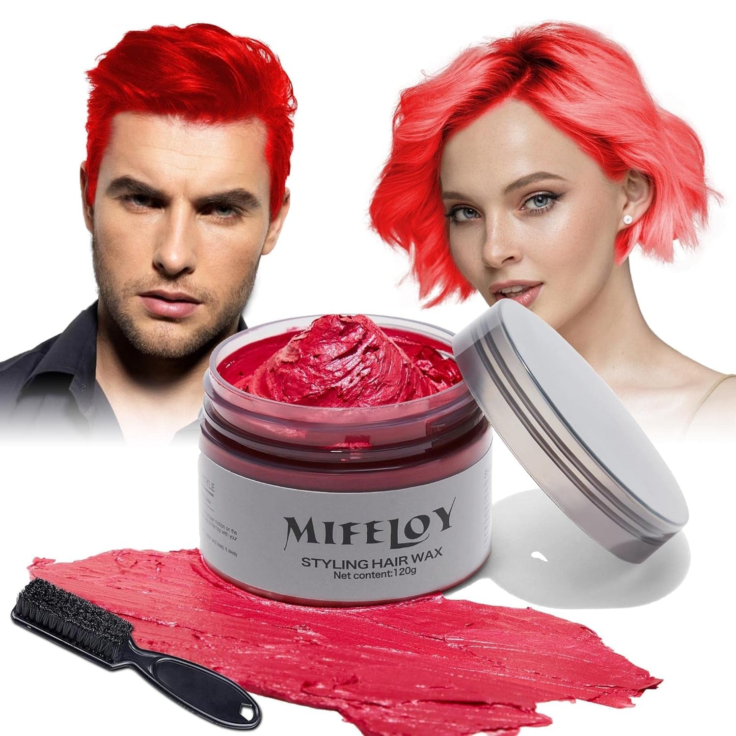 4,23 Unzen Lila Haartönung Temporäre Haarfarbe mit Pinseln, Männer Frauen Styling Haartönung Wachs, Sofortige Haarcreme Schlamm Natürliche Frisur Pomade, DIY Cosplay Halloween Haarwachs Haarfärbemittel Naty Shop Rot