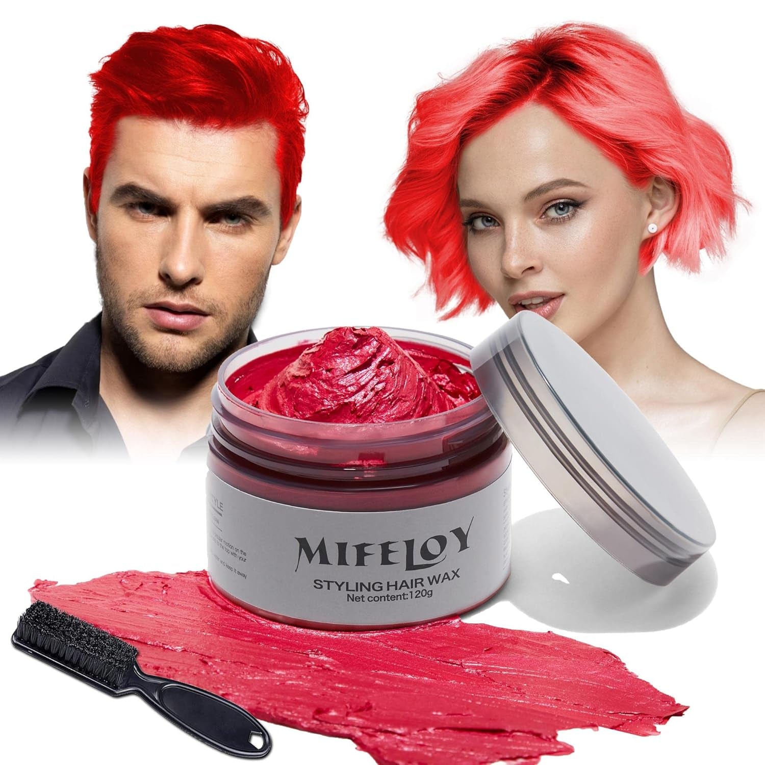 4,23 Unzen Lila Haartönung Temporäre Haarfarbe mit Pinseln, Männer Frauen Styling Haartönung Wachs, Sofortige Haarcreme Schlamm Natürliche Frisur Pomade, DIY Cosplay Halloween Haarwachs Haarfärbemittel Naty Shop Rot