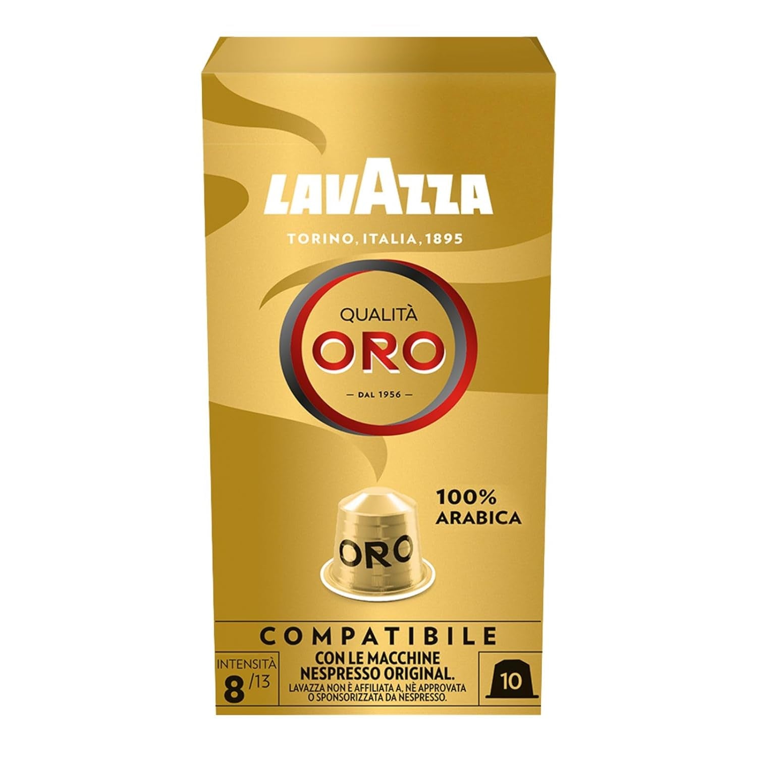 Lavazza Qualità Oro, Arabica-Bohnen mit fruchtig-blumigem Geschmack, 10 Kapseln, Nespresso kompatibel