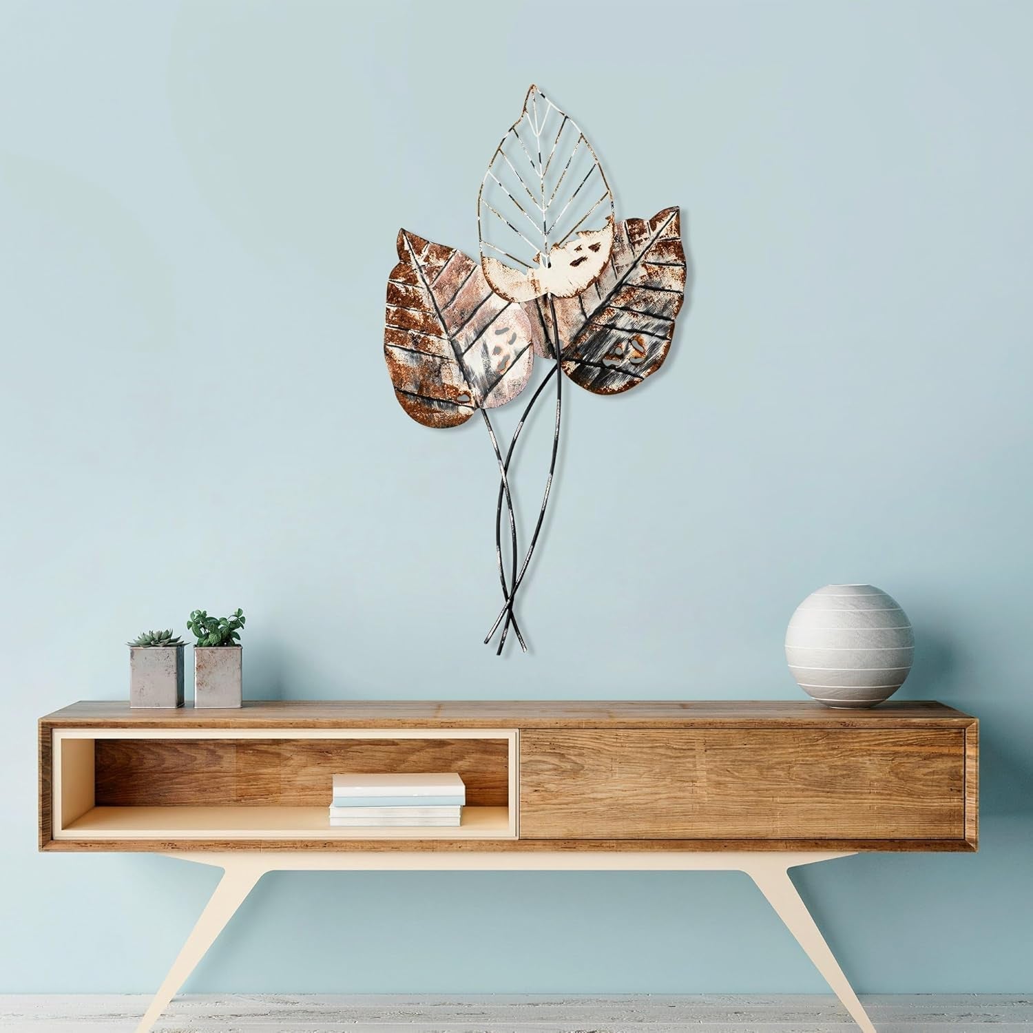 Handgefertigtes dekoratives Wandaccessoire aus Metall, 45 x 85 cm | 100 % Metall (1,5 mm) | Einzigartiges braunes und schwarzes Design, perfekt für die Innendekoration | An der Wand montierbare Statuetten und Skulpturen Naty Shop Standardtitel