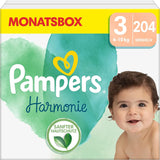 Pampers Babywindeln, Größe 2 (4–8 kg), Harmony, Half Moon Box, sanfter Hautschutz und pflanzliche Inhaltsstoffe, 240 Stück