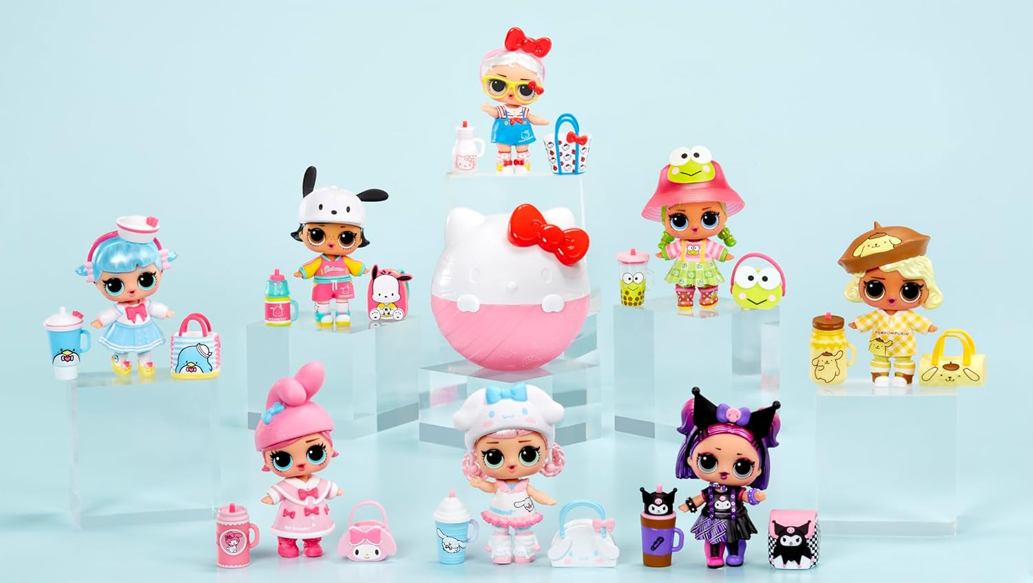 LOL Überraschung! Love Hello Kitty and Friends – 1 Puppe mit 7 Überraschungen, zufällige Auswahl, 8 Sammlerstücke, für Kinder ab 4 Jahren, Rosa