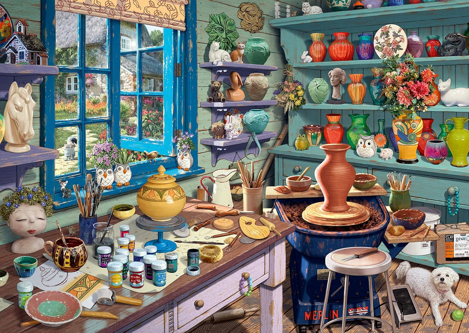 Schmidt Spiele 59656 Das Atelier des Künstlers, 1000 Teile Geheimpuzzle Naty Shop Puzzle