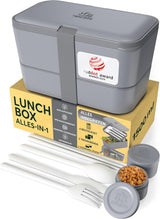 Umami Lunchbox für Erwachsene, verschließbare Bento-Box mit 4 Besteckteilen und Fächern, Lunchbox für Erwachsene, To-go-Salatbehälter, Picknick-/Büro-Lunchbox, Anthrazitgrau, 1500 ml. Naty Shop Lebensmittelaufbewahrungsboxen Anthrazit L – 1500 ml, ineinander stapelbar