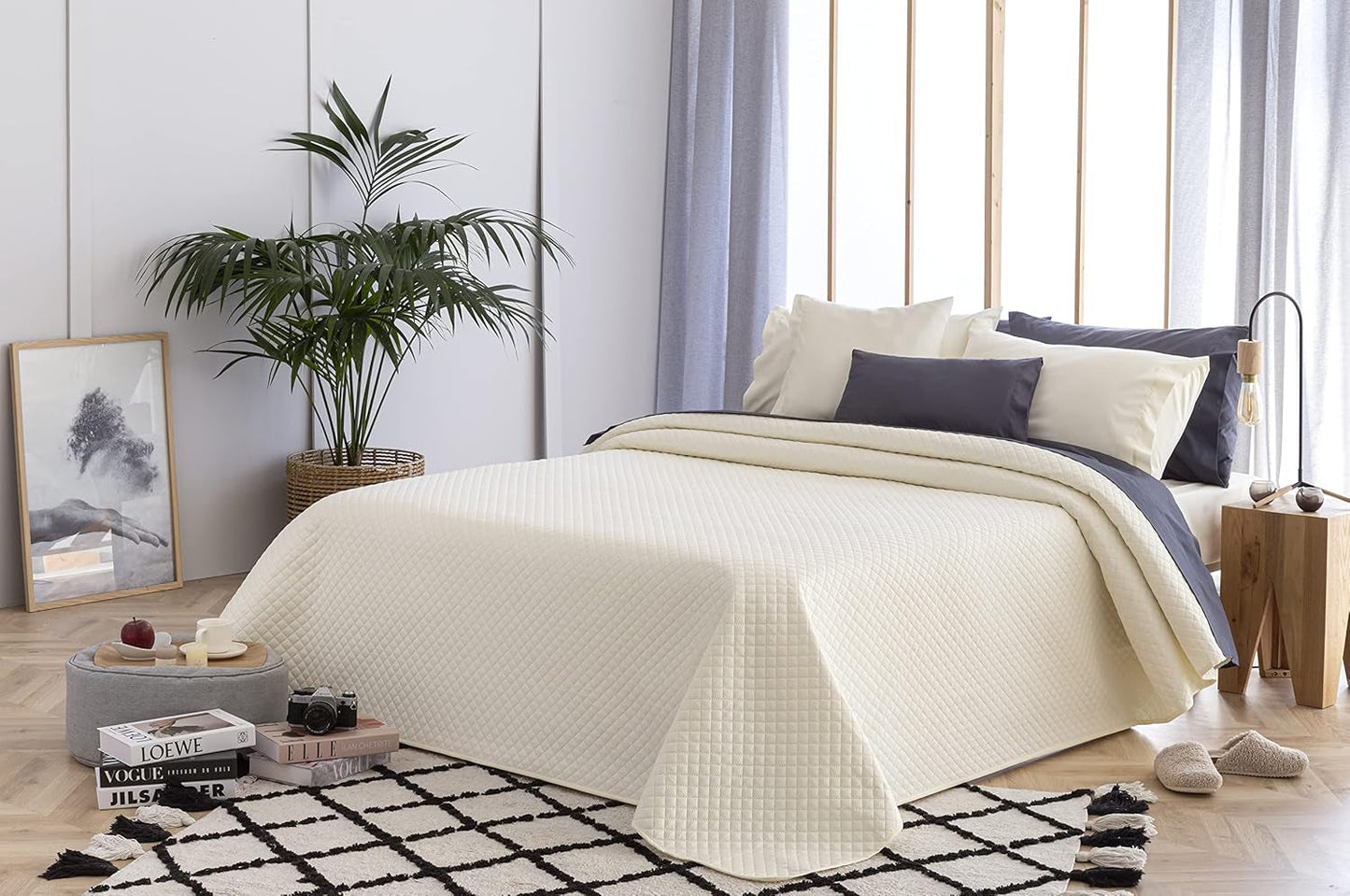 Todocama Fine Boutique Tagesdecke mit Rautenmuster Frühling Sommer Herbst Winter 100 % extra weiche Mikrofaser Multifunktionale Tagesdecke 105–200 x 260 cm Beige Betten und Decken Besuchen Sie den Todocama-Store Beige Cama 105–200 x 260 cm