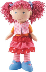 HABA Lily Lou Puppe – Weiche Stoffpuppe ab 18 Monaten – 30 cm mit Kleidung und Haaren – Idealer Spielgefährte für kleine Kinder – 1302842001