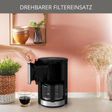 Krups KM3210 Pro Aroma Plus Espressomaschine, 10 Tassen, 1,25 l, Warmhalten für 30 Minuten, sichtbares Wasserstandsfenster, Anti-Tropf-System, schwarz mit Edelstahl-Applikationen