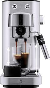 WMF Lumero Espressomaschine, Siebträger, 1400 Watt, Siebträger, 3 Einsätze, für 1-2 Espressotassen, auch für Kapseln, 15 bar, Tassenhalter, Milchaufschäumer, Edelstahl matt