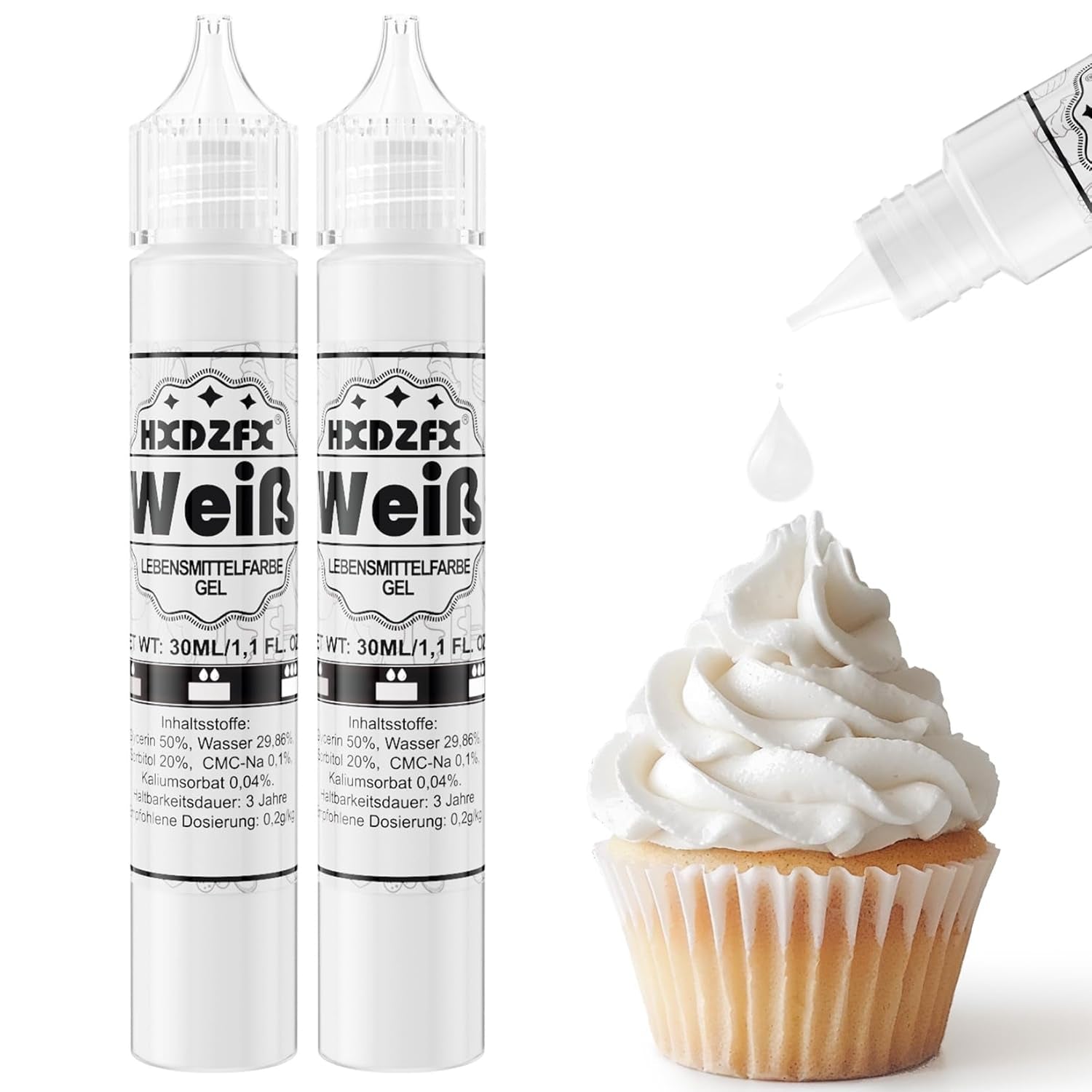 Gel-Lebensmittelfarbe – HXDZFX 2×30 ml, zuckerfreie Lebensmittelfarbe, hochkonzentriert, zum Dekorieren von Kuchen, weißem Fondant, Makronen, Keksen, Backen, Ostereiern, Schleim (Traubenviolett)
