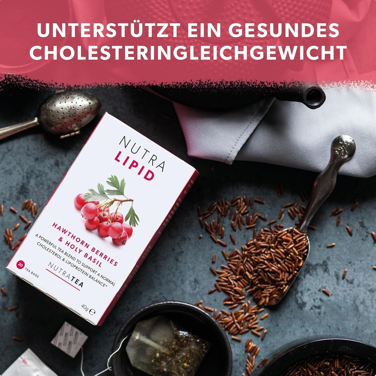 Nutra Tea NUTRALIPID, blutzuckerausgleichender Tee. Hilft, den Blutzuckerspiegel aufrechtzuerhalten, Schlankheitstee verbessert den Stoffwechsel und kann den Appetit unterdrücken, 20 wiederverwendbare Teebeutel