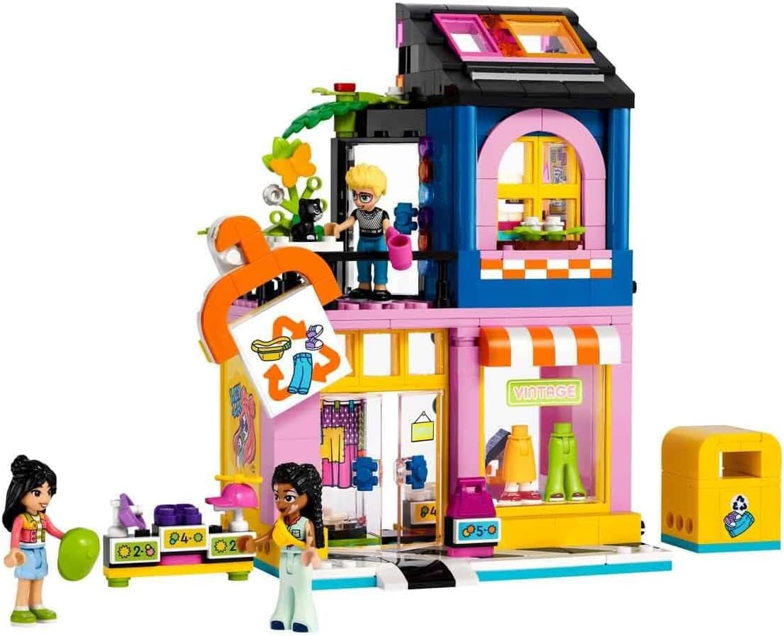 LEGO Friends Vintage Fashion Store Bauset für Kinder mit Spielzeugladen, Figuren und Katze, Rollenspielmodell für sozio-emotionale Entwicklung, Geschenk für 6-jährige Mädchen und Jungen 42614 Bausets Besuchen Sie den LEGO-Store
