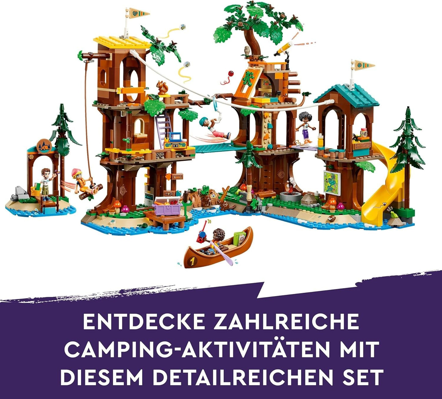 LEGO Friends Baumhaus im Abenteuercamp, Spielset für Mädchen und Jungen ab 8 Jahren mit 5 Figuren und 5 Tieren, Geschenkidee für kreative Spiele, Sportspielzeug, Puppenhaus 42631 Bausets Besuchen Sie den LEGO-Store