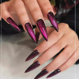 Moonglow Lange Nägel Stiletto Milchweiß Rosa Farbverlauf Glitzer Coole künstliche Nägel mit Kleber Rosa Ombre Glitzer Künstliche Nägel