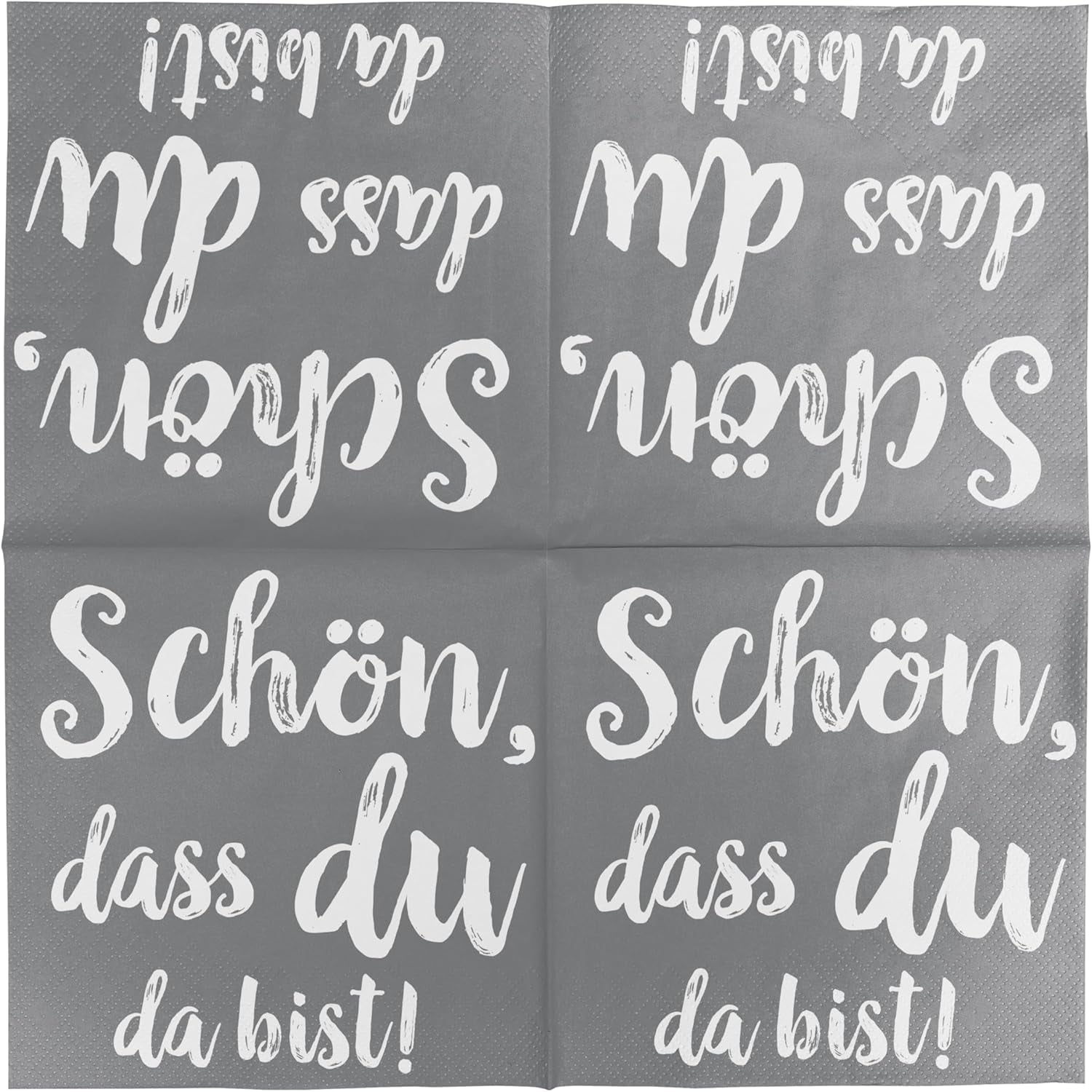 HEKU Cocktailservietten „Schön Dass Du Da Bist“, 3-lagig, 25X25Cm, 150 Stück I Elegantes Design I Ideal für Feiern I Praktisch verpackt