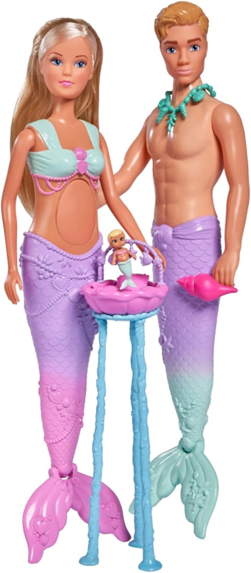Simba 105733524 – Steffi Love Mermaid Family Schwangere Meerjungfrau Kevin Puppe mit Babybett, 29 cm, Modepuppen, Spielpuppen für 3 Jahre und älter