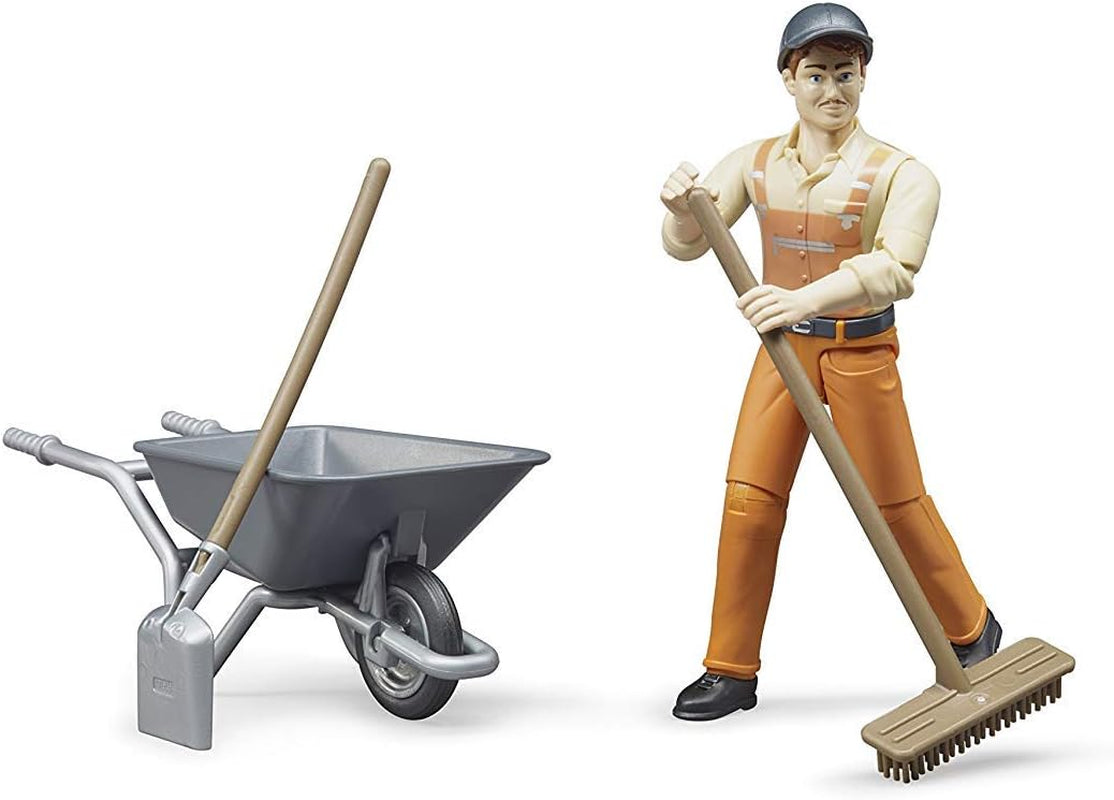 Bruder 62130 – Bworld Figurenset Kommunalarbeiter – Spielzeugfigur im Maßstab 1:16, Baufahrzeug, Bauarbeiter, Bauernhof, Mann. Actionfiguren Naty Shop