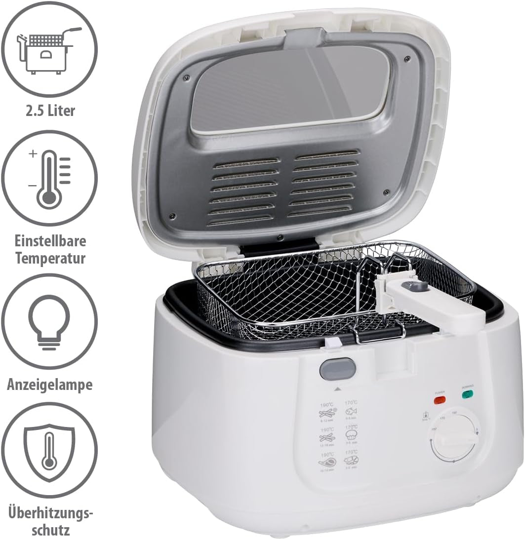 Alpina Fritteuse 2,5 l DF-165, 1800 W – einstellbare Temperatur bis zu 190 °C. Haushaltsgeräte Naty Shop