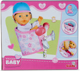 Simba 105560018 – Fahrradsitz für Neugeborene mit Gürtel, Puppenzubehör, Stoffsitz, Sicherheitsgurt, Klettverschluss-Lenker, für 30–43 cm große Puppen, ab 3 Jahren