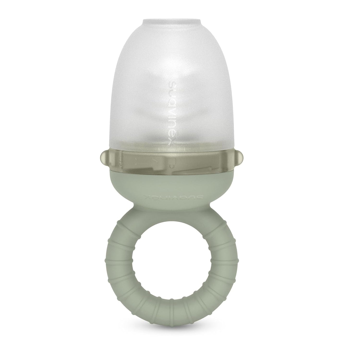 Suavinex Baby-Kauschutz aus lebensmittelechtem Silikon mit Deckel, leicht zu reinigen, spülmaschinen- und gefriergeeignet, beruhigt das Zahnfleisch, 6 Monate, grün