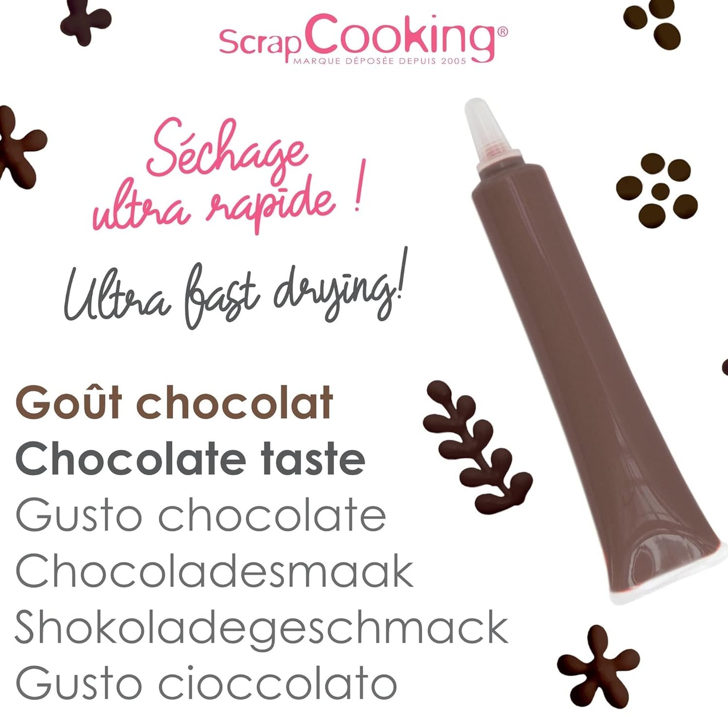 Scrapcooking – Brauner Schokoladenstift – Schokoladen-Schreibzucker 25 g – Essbarer dekorativer Zuckerstift – Schreiben und Zeichnen – Beschriften von Fondant, Zuckerguss, Kuchen – 6801