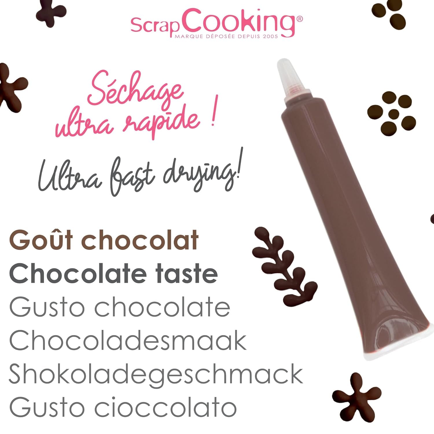 Scrapcooking – Brauner Schokoladenstift – Schokoladen-Schreibzucker 25 g – Essbarer dekorativer Zuckerstift – Schreiben und Zeichnen – Beschriften von Fondant, Zuckerguss, Kuchen – 6801